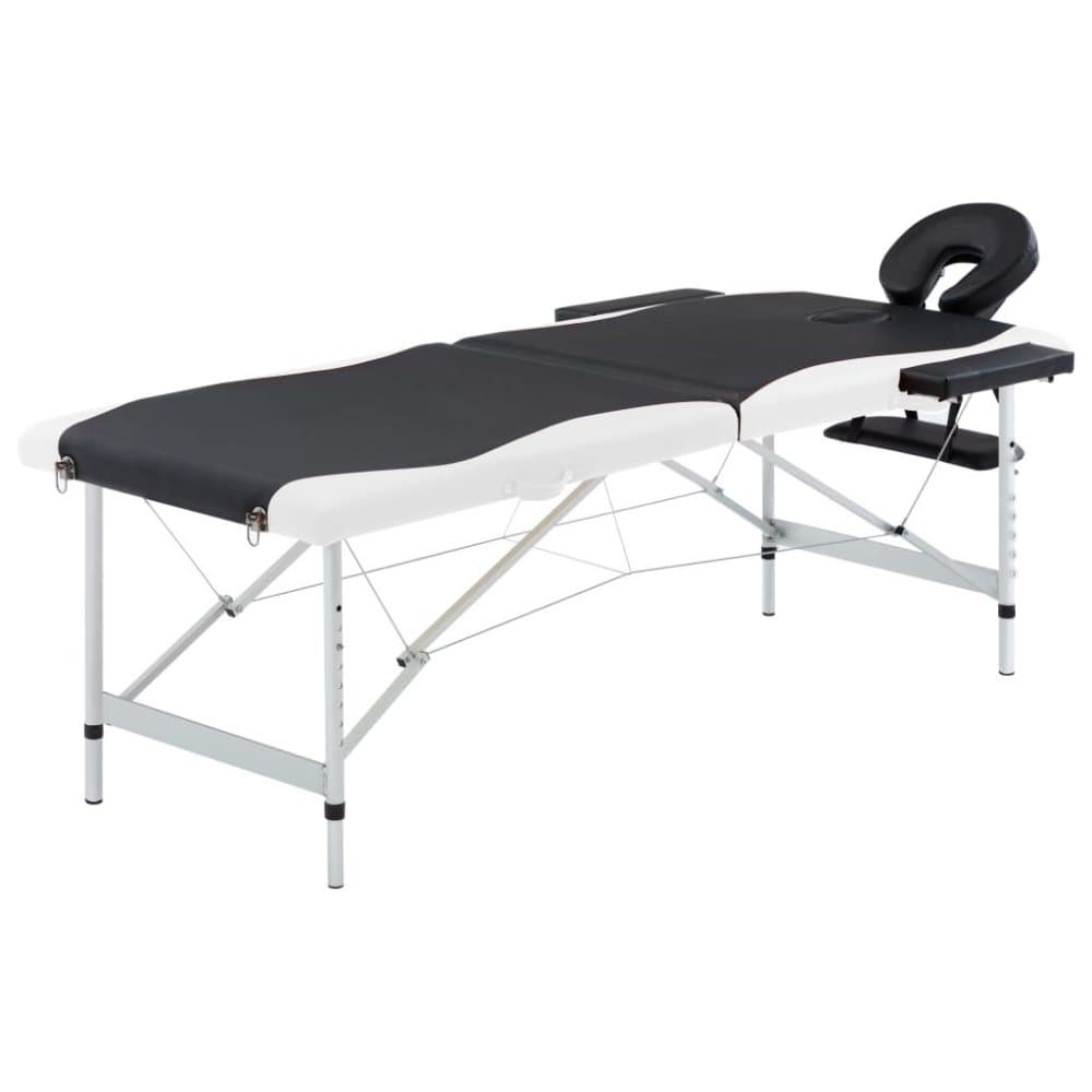 vidaXL foldbart massagebord 2 zoner aluminium sort og hvid