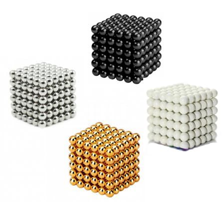 Neocube magnetic balls (216 balls), Sampak sort/sølv/discolor/guld