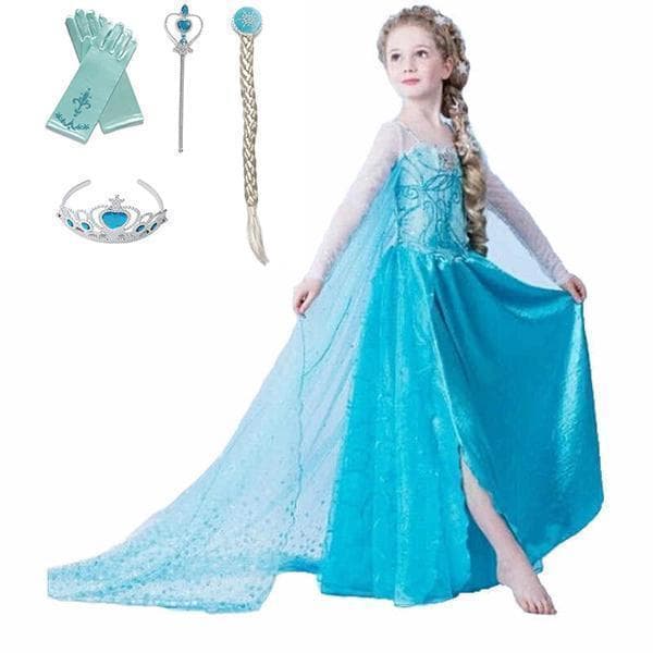 Elsa prinsessa mekko +4 lisävarustetta