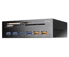 Akasa AK-HC-07BK, CF, CF Typ II, MicroSD (TransFlash), MicroSDHC, MicroSDXC, MMC, MMC Mobile, MS PRO, MS PRO Duo,..., Svart, 5.25", USB 2.0/eSATA, 5