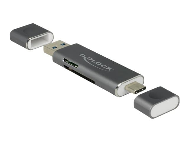 DeLOCK USB Type-C / USB 3.1 Gen 1 Type-A > SD / MMC + Micro SD - Kortläsare (Multiformat) - USB 3.1 Gen 1 / USB-C