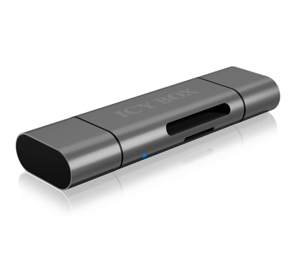 ICY BOX IB-CR200-C, MMC,MicroSD (TransFlash),MicroSDHC,MicroSDXC,SD,SDHC,SDXC, Antracit, 480 Mbit/s, Gjuten aluminium, Plast, USB 2.0, USB