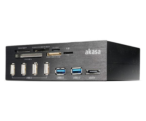 Akasa InterConnect Pro - Kortläsare - 5,25 tums (CF I, CF II, MS, MS PRO, Microdrive, MMC, SD, MS PRO Duo, MMCmobile, microSD, SDHC, MS Micro, microS