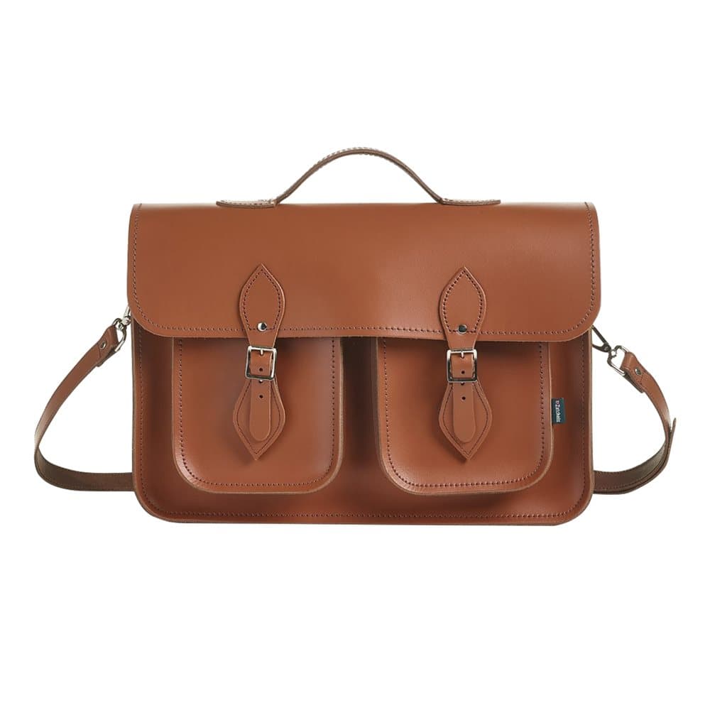 Zatchels Executive Twin Pocket Handcrafted Leather Top Handle Satchel Bag (British Made)