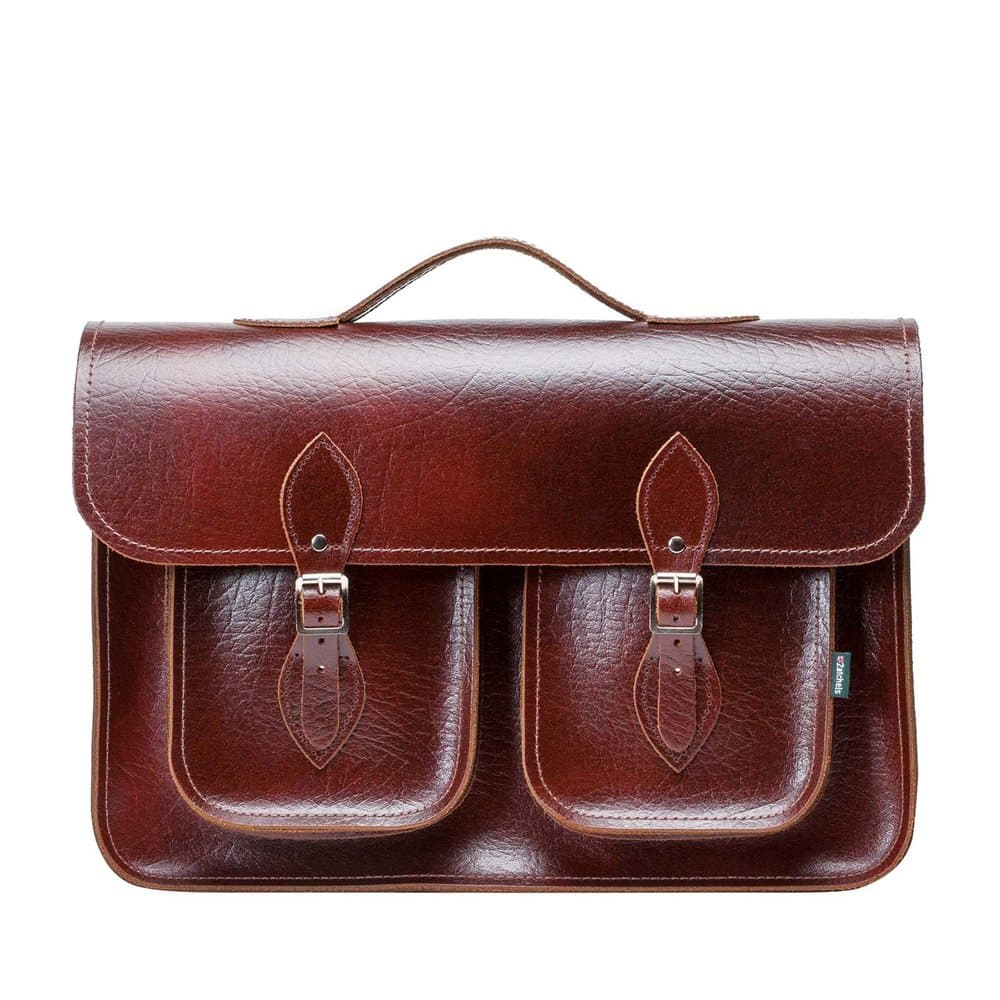 Zatchels Executive Twin Pocket Handcrafted Leather Top Handle Satchel Bag (British Made)
