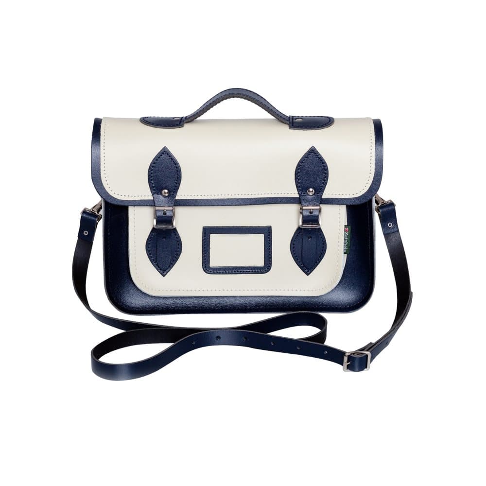 Zatchels Womens Handcrafted Two Tone Leather Mag Dots Top Handle Satchel (British Made)