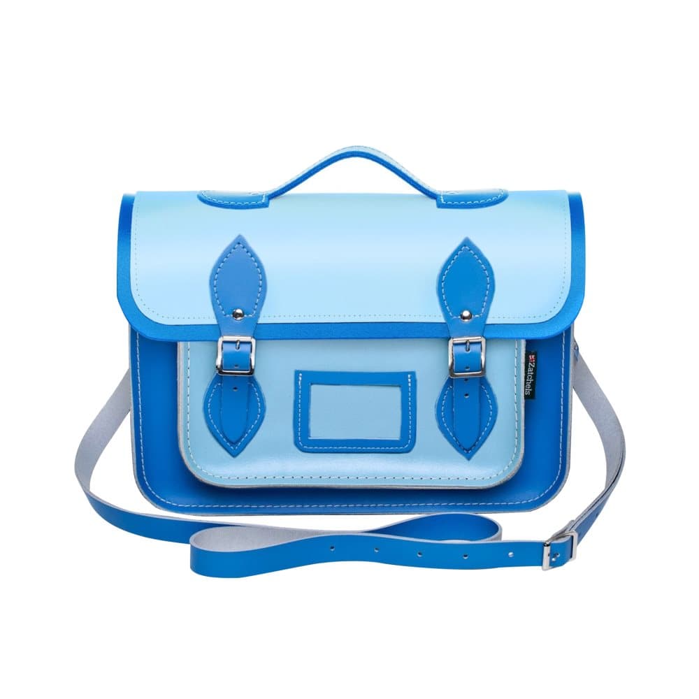 Zatchels Womens Handcrafted Two Tone Leather Mag Dots Top Handle Satchel (British Made)