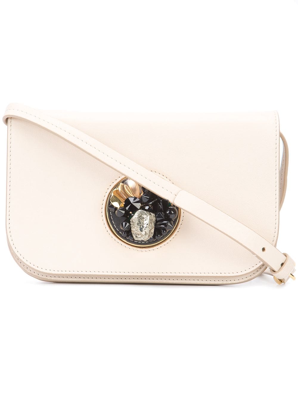Marni Leather Pois Crossbody Bag White