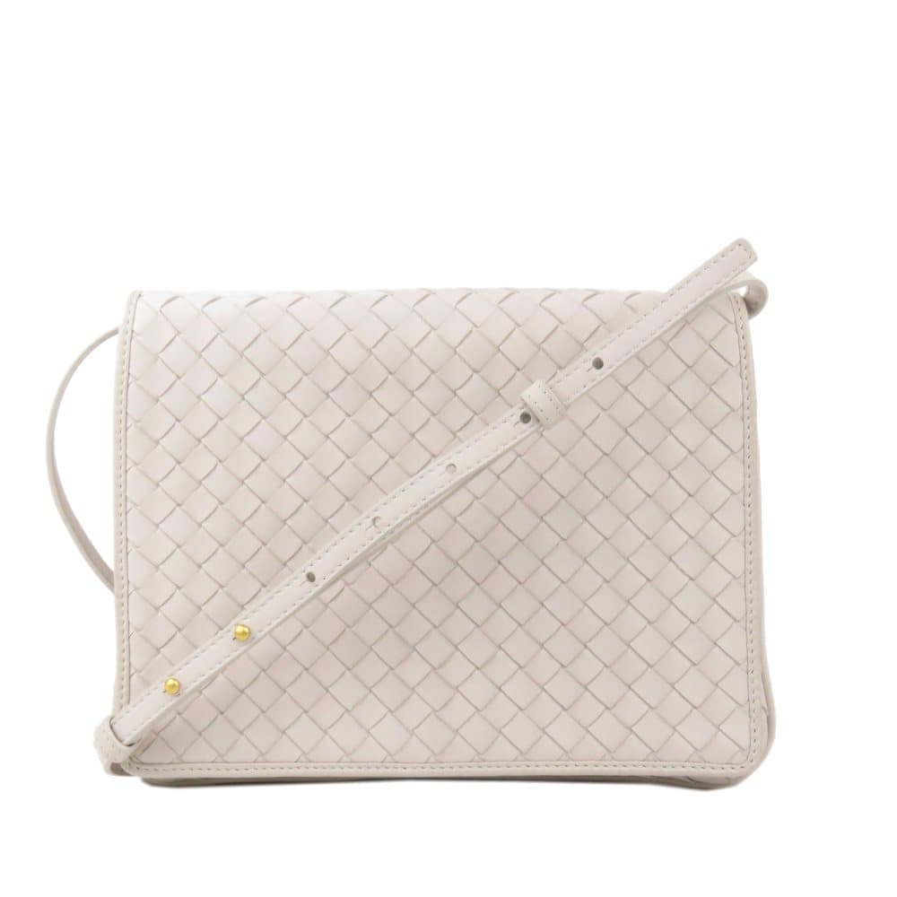 Bottega Veneta Intrecciato Leather Crossbody Bag White