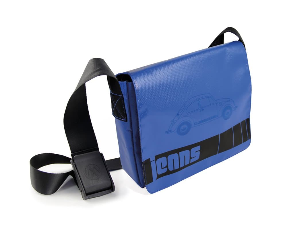 BRISA VW Collection - Volkswagen Beetle Bug BitlJeans og Tarpaulin messenger taske (Small/Blue)