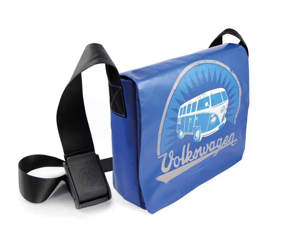 BRISA VW Collection - Volkswagen Bus T1 Camper Van Transporter Jeans og Tarpaulin messenger taske (Large/Blue)