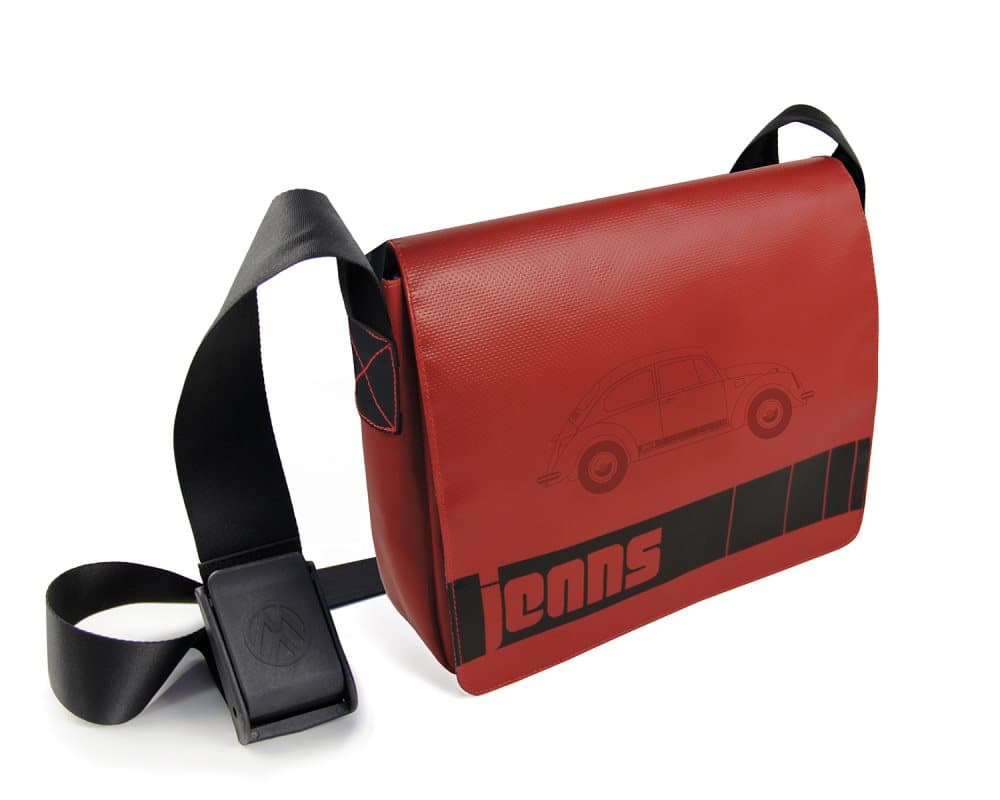 BRISA VW Collection - Volkswagen Beetle Bug BitlJeans og Tarpaulin messenger taske (Large/Red)