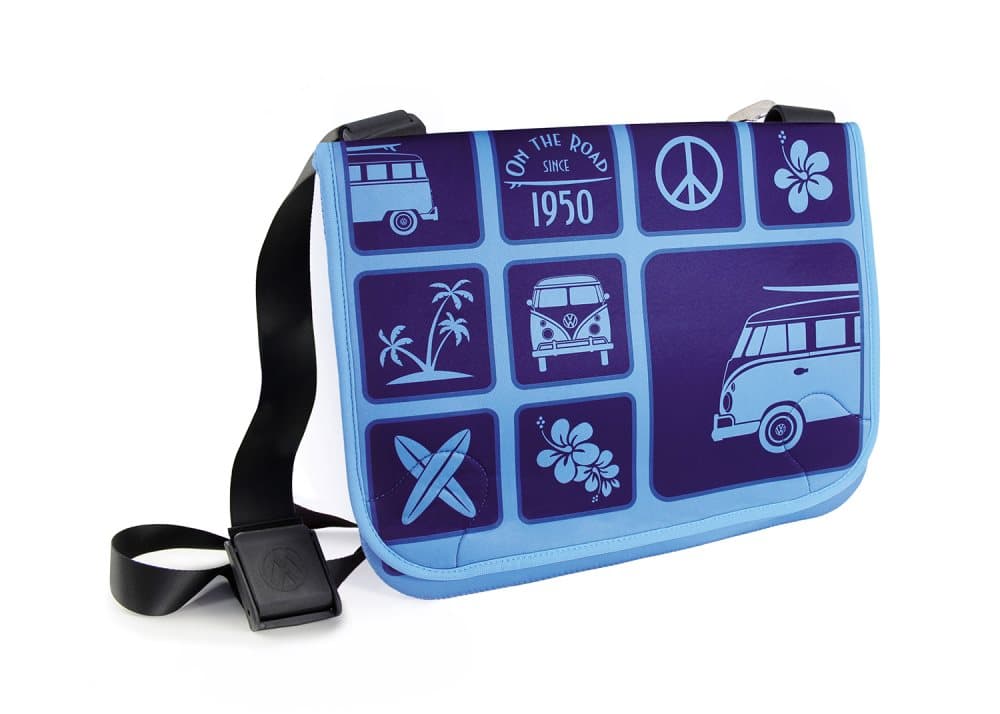 BRISA VW Collection - Volkswagen Bus T1 Camper Van Transporter Neopren messenger taske (Large/Surf/Blue)