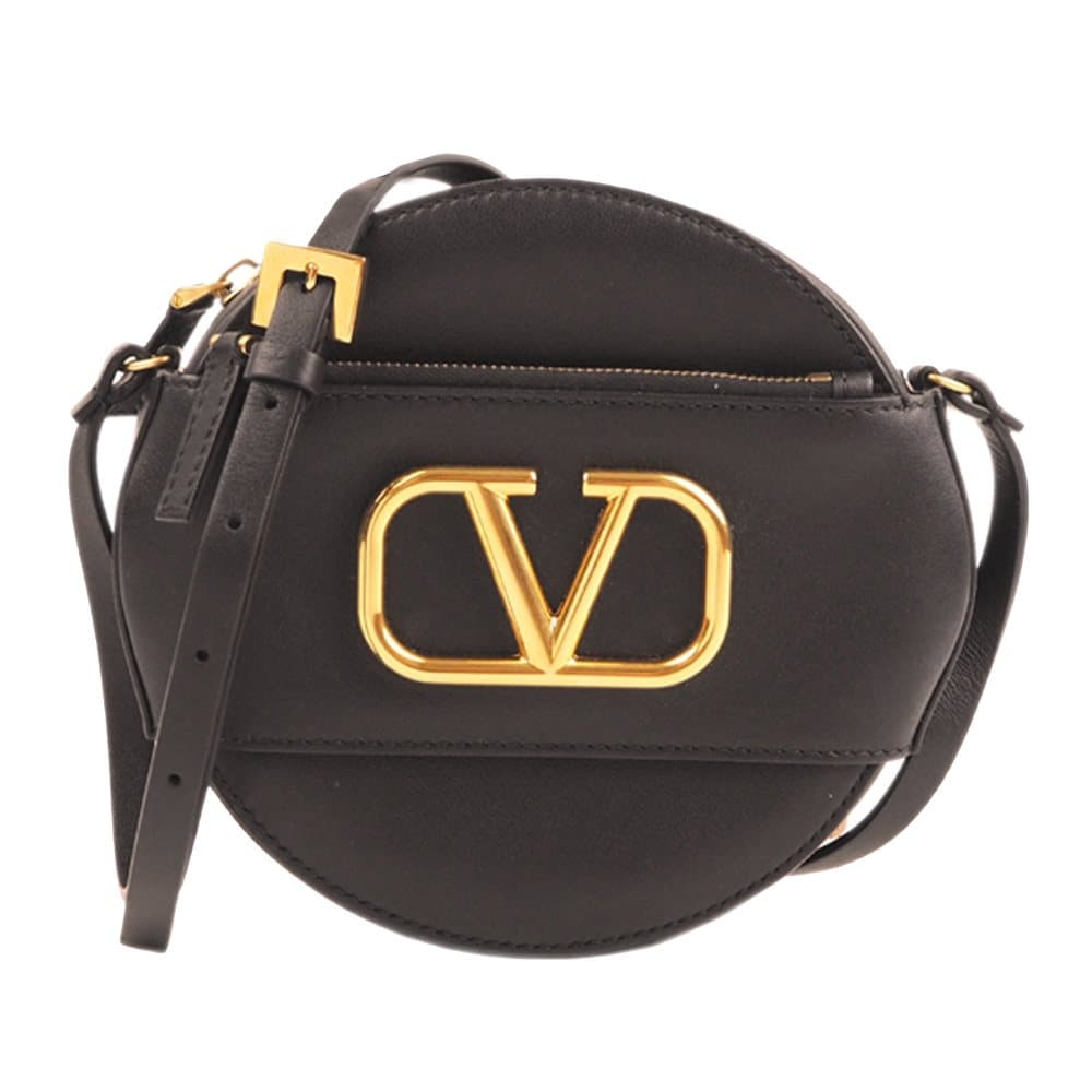 Valentino V Sling Leather Crossbody Bag Black