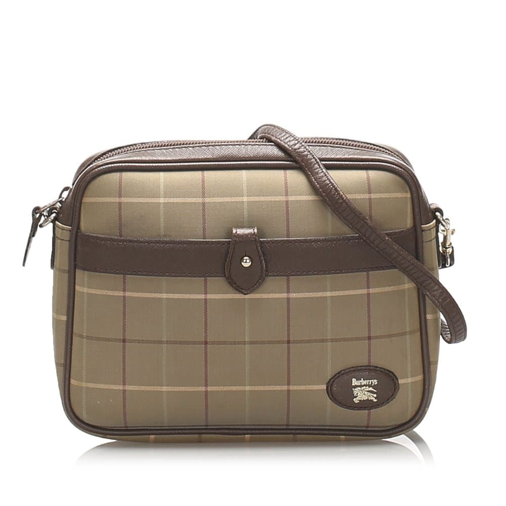 Pre-owned Burberry Plaid Canvas Crossbody Bag Brown