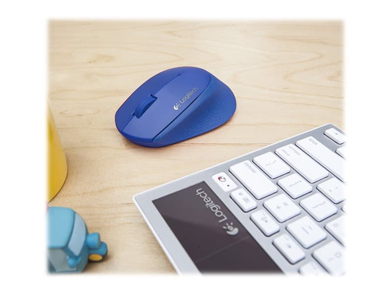Logitech M280 - Mus - høyrehendt - optisk - 3 knapper - trådløs - 2.4 GHz - USB trådløs mottaker - blå