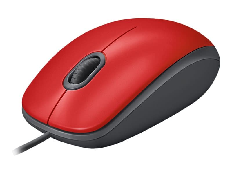 Logitech M110 Silent - Mus - höger- och vänsterhänta - optisk - 3 knappar - kabelansluten - USB - röd