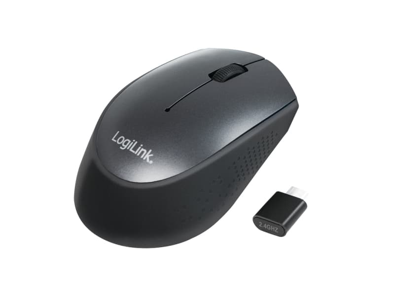 LogiLink ID0160, Ambidekstriøs, Optisk, RF kabel-fri, 1200 DPI, Svart
