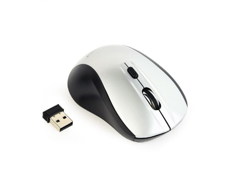 Gembird MUSW-4B-02-BS, Ambidextrous, Optisk, RF Trådlös, 1600 DPI, Svart, Silver