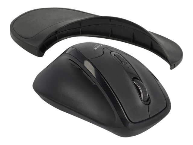 DeLOCK Ergonomic - Mus - ergonomisk - vänsterhänt - optisk - 5 knappar - trådlös - 2.4 GHz - trådlös USB-mottagare - svart - detaljhandel
