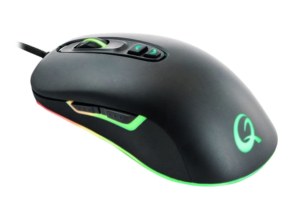 Qpad DX-80 - Mus - høyrehendt - optisk - 7 knapper - kablet - USB - silkesvart