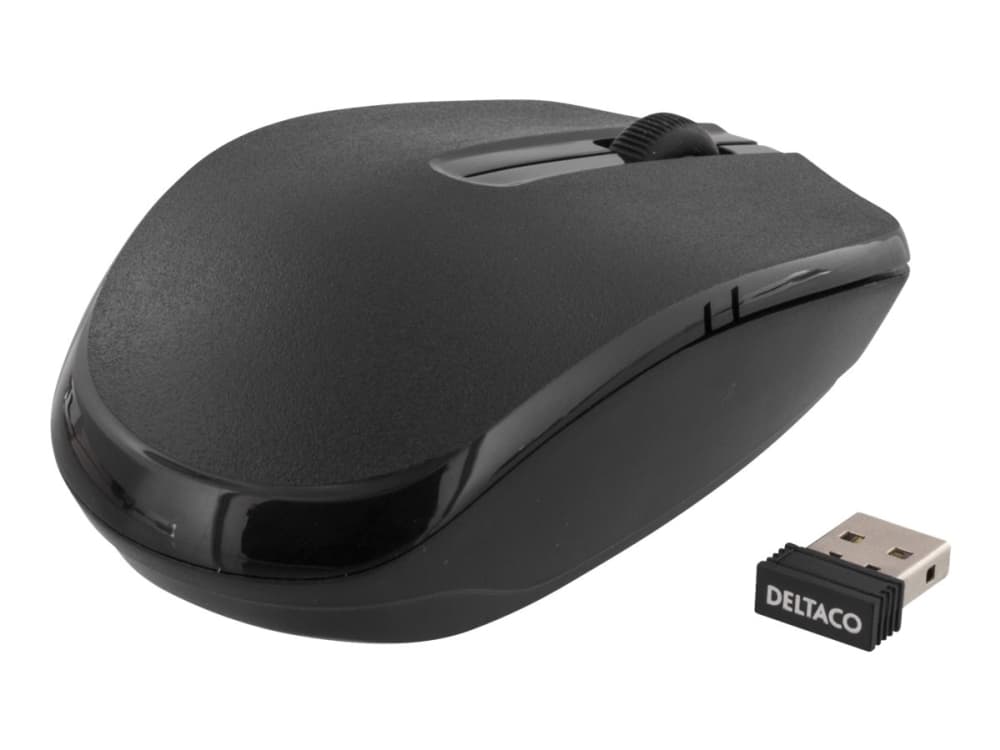 DELTACO MS-798 - Mus - optisk - 3 knapper - trådløs - USB trådløs mottaker - svart