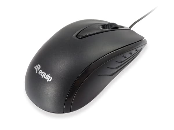Equip 245107, Ambidekstriøs, Optisk, USB Type-A, 1000 DPI, Svart