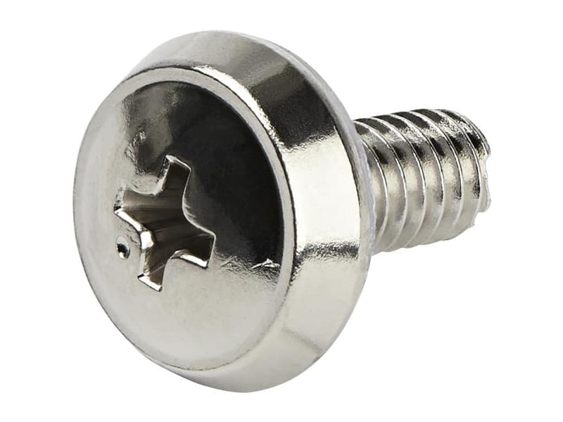 StarTech.com 12-24 serverställskruvar - 50-paket - nickelpläterade, Skruv, Stål, Kupolformat huvud, Silver, RoHS, REACH, 1,65 cm