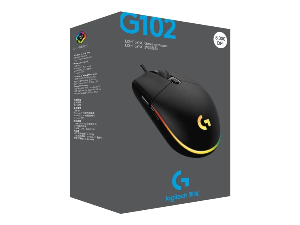 Logitech Gaming Mouse G102 LIGHTSYNC - Mus - høyrehendt - optisk - 6 knapper - kablet - USB - svart