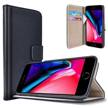 Saii iPhone 8/SE (2020) Flip Cover med Kortholder - Sort