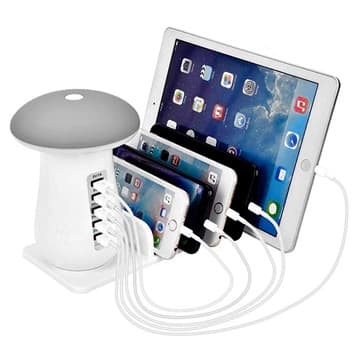 2-i-1 Qualcomm QC 3.0 Ladestation & Champignon LED Lampe UD08