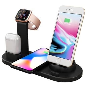 Docking Station med QI Trådløs Oplader UD15 - Sort