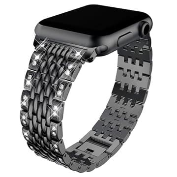 Apple Watch Series SE/6/5/4/3/2/1 Glam Spænderem - 44mm, 42mm - Sort