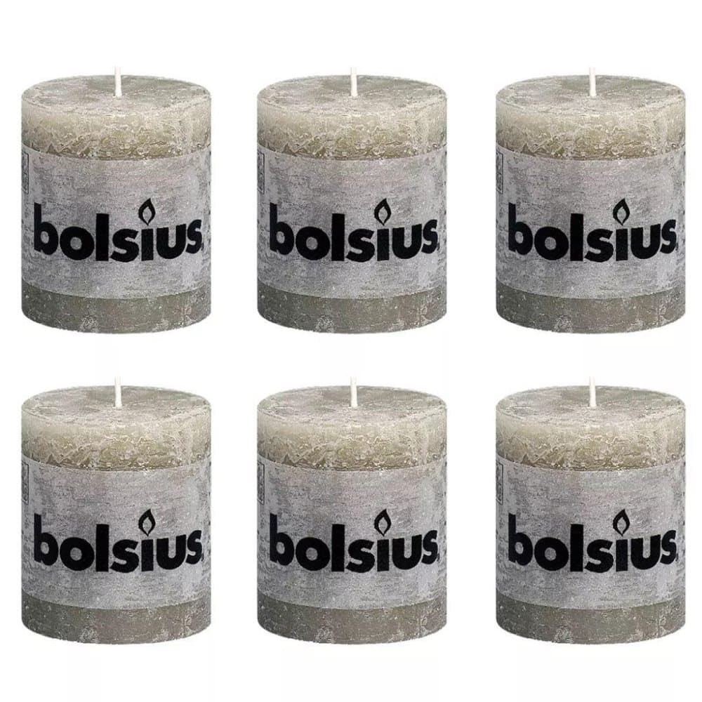 Bolsius Rustikke kubbelys 80 x 68 mm skifergrå 6 stk