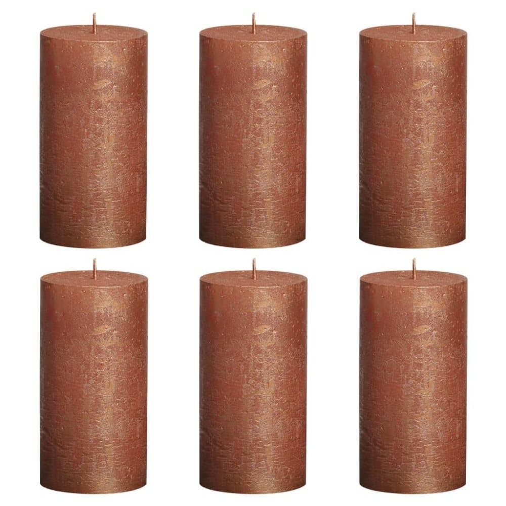 Bolsius rustikke bloklys 6 stk 130 x 68 mm kobber