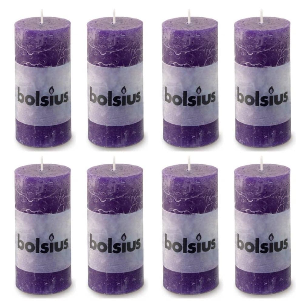 Bolsius rustikke bloklys 8 stk 100 x 50 mm lilla