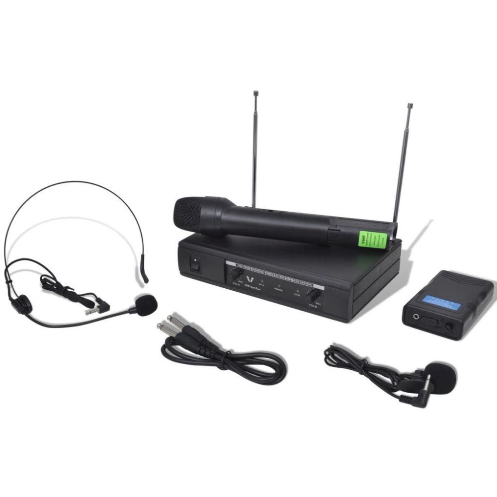 vidaXL Mottaker med Trådløse Hodesett og Mikrofon VHF | CDON Køb Mottaker med Trådløse Hodesett og Mikrofon VHF