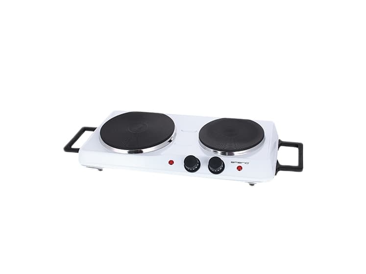 Emerio HP-114482, Vit, Countertop, Gjutjärnsplatta, 2 zone(s), 2 zone(s), Rund