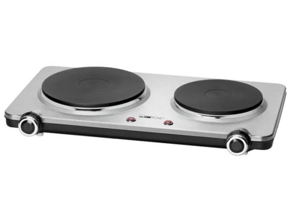 Clatronic DKP 3668 E, Svart, Rustfritt stål, Benkeplate, Innebygde kokeplater, Rustfritt stål, 2 zone(s), 2 zone(s)
