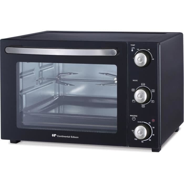 CONTINENTAL EDISON CEMF55B2 - Minifour elektrisk 55L sort - 2000W - Rotissoire - Naturlig konvektion