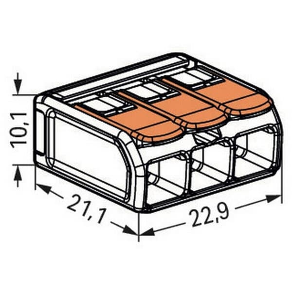 Wago koblingsklemme 221-613 3-leder Transparent