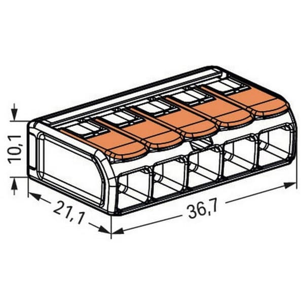 Wago koblingsklemme 221-615 5-leder Transparent