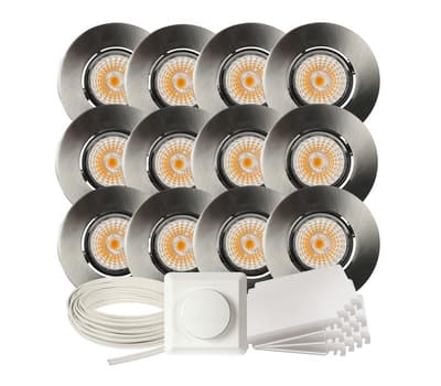 Komplett Altea Tilt LED Downlightpakke Børstet Stål 12 pk