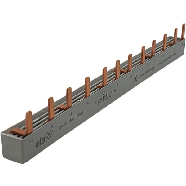 Samleskinne stift S4/10 L1-N-L2-N-L3-N 10mm² 12 mod