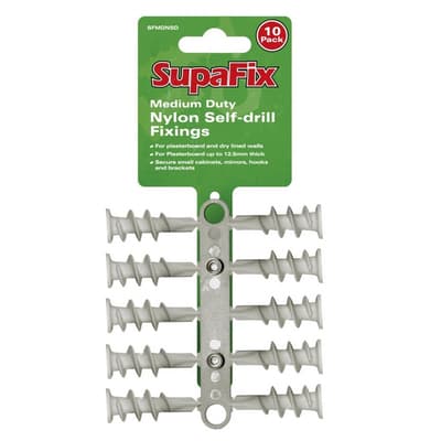SupaFix Medium Duty Nylon Self-Drill Fixings (Pack Of 10)