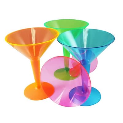 Creative Party Assorted Plastic Martini Glasses (Pack Of 12)