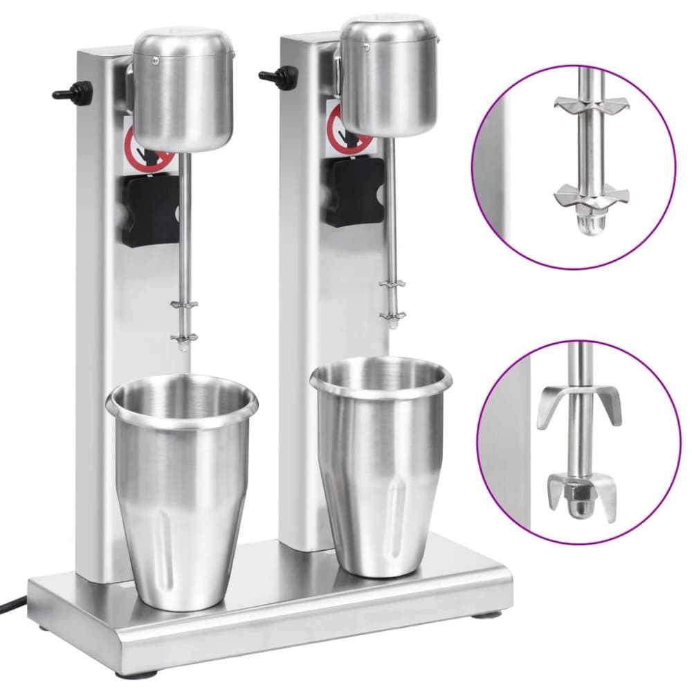 vidaXL milkshakemaskine med 2 kopper 2 l rustfrit stål