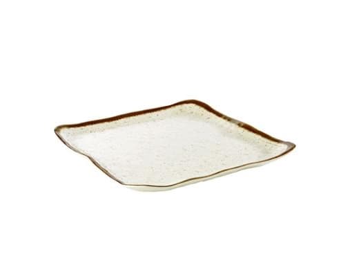 Tallerken Stoneart 33x32.5x3 cm Flad Melamin Hvid/Brun stenlook,1 stk