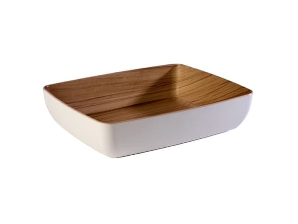 Skål Frida 4 ltr 32.5x26.5x7.5 cm Melamin Hvid/Trælook,1 stk