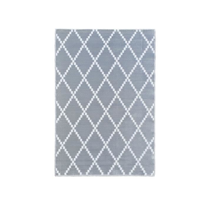 TROPIQUE Utomhusmatta 150 x 220 cm - Grå och vit - Geometriskt mönster - Vändbar